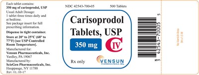 This Is A Picture Of The Label Carisoprodol Tablets, Usp, 350 mg, 500s Count. (Carisoprodol Tabs 350mg 500ct)